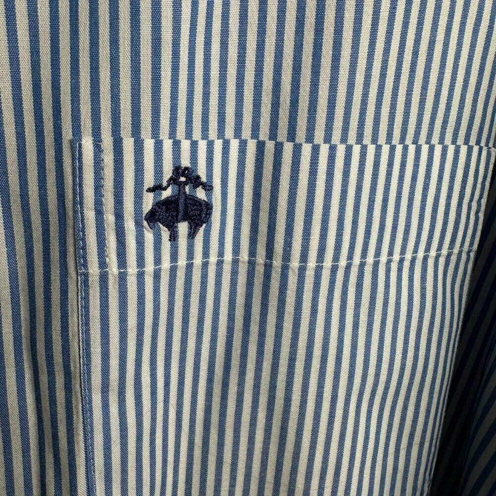 Brooks Brothers 346 The Original Polo Mens XL Button Down Shirt Blue Striped - Picture 2 of 7